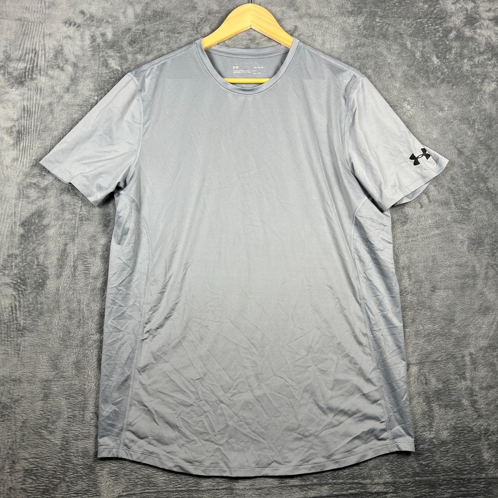 Under Armour Vanish Seamless Athletic T Shirt Men Large Gray Short Sleeve Fitted